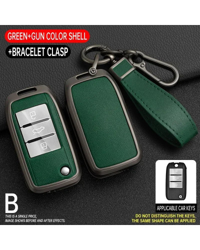 Funda de aleación de Zinc y cuero para llave de coche, carcasa protectora con tapa, Fob, para MG MG3, MG5, MG6, MG7, ZS GT GS, R