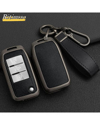 Funda de aleación de Zinc y cuero para llave de coche, carcasa protectora con tapa, Fob, para MG MG3, MG5, MG6, MG7, ZS GT GS, R