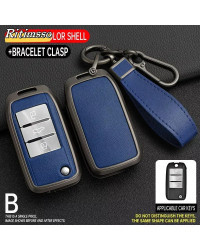 Funda de aleación de Zinc y cuero para llave de coche, carcasa protectora con tapa, Fob, para MG MG3, MG5, MG6, MG7, ZS GT GS, R