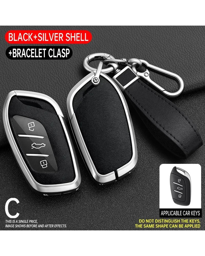 Funda de aleación de Zinc y cuero PU para llave de coche, cubierta para Saic MG ZS EV MG6 MG4 EZS HS EHS 2019 2020 Roewe RX5 I6 