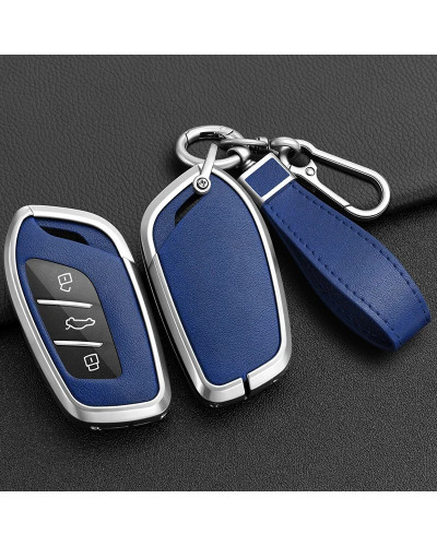 Funda de aleación de Zinc y cuero PU para llave de coche, cubierta para Saic MG ZS EV MG6 MG4 EZS HS EHS 2019 2020 Roewe RX5 I6 