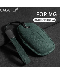 Funda de cuero de ante para llave de coche, accesorios para Saic MG, ZS, EV, MG6, MG4, EZS, HS, EHS, 2019, 2020, Roewe, RX5, I6,