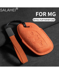 Funda de cuero de ante para llave de coche, accesorios para Saic MG, ZS, EV, MG6, MG4, EZS, HS, EHS, 2019, 2020, Roewe, RX5, I6,