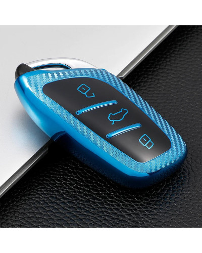 Funda de fibra de carbono para llave inteligente de coche, carcasa protectora de TPU para Roewe RX5, I6, ERX5, I5, RX8, RX3, MG6