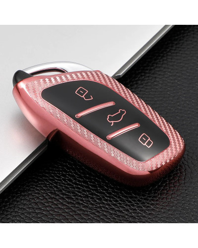 Funda de fibra de carbono para llave inteligente de coche, carcasa protectora de TPU para Roewe RX5, I6, ERX5, I5, RX8, RX3, MG6