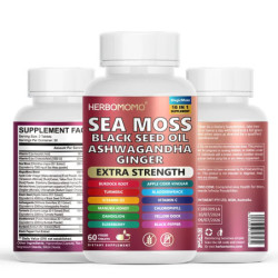 Sea Moss Capsule 60 Tablets - 16 in 1 Non-GMo Supports Reproductive Health Natural Energizer, Plant-Based, Pure & Organic