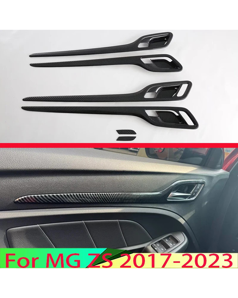 Cubierta de manija de puerta interior para coche, accesorio de fibra de carbono para MG ZS 2017-2023, embellecedor de cuenco de 