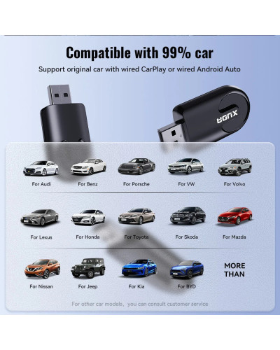 Kebidumei-Adaptador de Carplay inalámbrico 2 en 1, Dongle USB inteligente para Android, Plug and Play, para Havel, Kia, Volvo, A