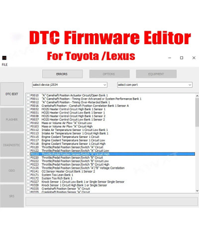 For Toyota / Lexus DTC Firmware Editor Software + Chip BIN Tuning File