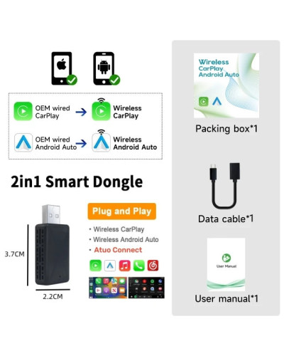 Mini caja Android con cable a Carplay inalámbrico, conexión rápida WiFi, 2 en 1 para MG, ZS, EV, MULAN, MG4, MG5, EHS, MARVEL R,