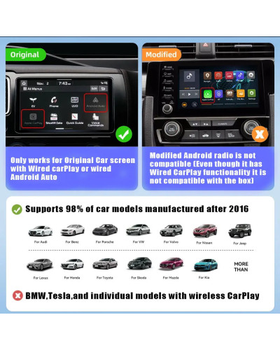 Mini adaptador inalámbrico inteligente 2 en 1, dispositivo con Android, CarPlay, para MG, ZS, EV, MULAN, MG4, MG5, EHS, MARVEL R