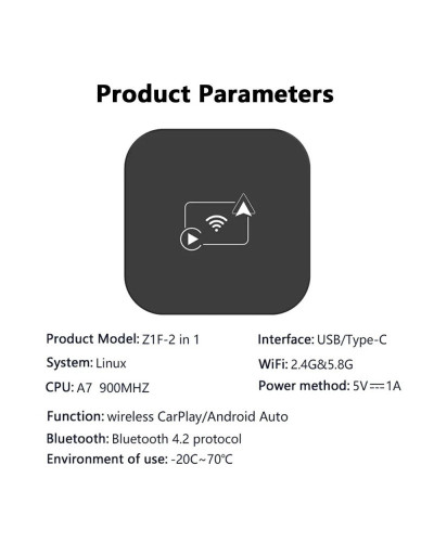 Adaptador de Carplay inalámbrico con cable 2 a 1, Android Auto Smart Mini Box Plug and Play para Nissan, Chevrolet, Volvo, Audi,