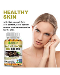 Sacha Inchi cápsulas de 600 Mg, rico en Omega 3, 6 y 9 y antioxidantes para mejorar la salud de la piel y el cabello