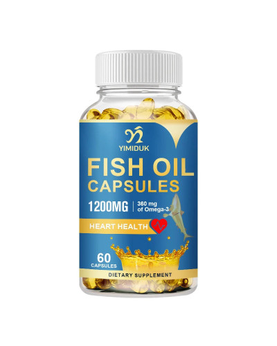 Cápsulas de aceite de pescado de 1200 mg, suplementos Omega 3 para un soporte cardíaco saludable, suplemento Omega 3 con 120 Sof