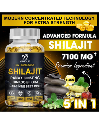 Shilajit-cápsulas orgánicas de máxima potencia, 7100 MG, con ácido Fulvic y minerales traza para mejorar la energía y el soporte