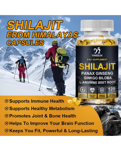 Shilajit-cápsulas orgánicas de máxima potencia, 7100 MG, con ácido Fulvic y minerales traza para mejorar la energía y el soporte