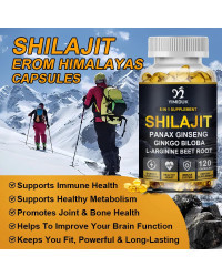 Shilajit-cápsulas orgánicas de máxima potencia, 7100 MG, con ácido Fulvic y minerales traza para mejorar la energía y el soporte