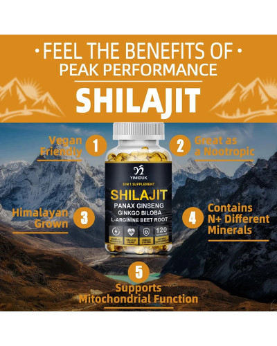 Shilajit-cápsulas orgánicas de máxima potencia, 7100 MG, con ácido Fulvic y minerales traza para mejorar la energía y el soporte