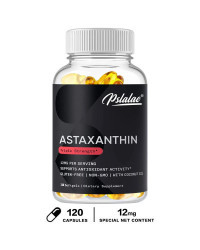 Astaxantina islandesa de 12 Mg con aceite de coco orgánico, suplemento alimenticio, 120 Softgels, Vegano