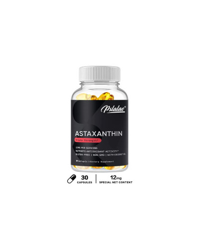 Astaxantina islandesa de 12 Mg con aceite de coco orgánico, suplemento alimenticio, 120 Softgels, Vegano