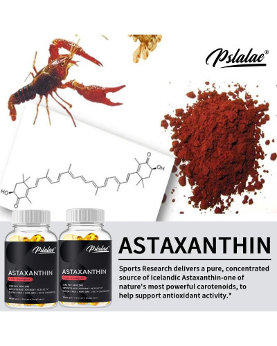 Astaxantina islandesa de 12 Mg con aceite de coco orgánico, suplemento alimenticio, 120 Softgels, Vegano