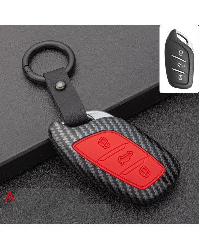 Funda de silicona y ABS para llavero de coche, carcasa de fibra de carbono para MG MG6, ZS, HS, EV, EZS, EHS, mg3, gs, mg7, GT 2