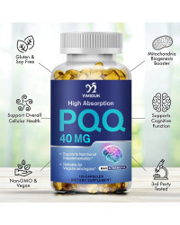 Suplemento PQQ 40 mg, 120 cápsulas, fuerza máxima, disódica pirroloquinolina quinona, apoya el cerebro, promueve la salud del co