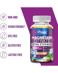 Cápsulas de citrato de magnesio, 1000 Mg, máxima absorción para músculos, nervios, huesos y salud del corazón, sin olor, sin GMO