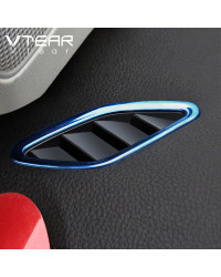 Vtear-cubierta de salida de aire de coche para MG ZS, marco de decoración, accesorio de moldura de acero inoxidable, piezas inte