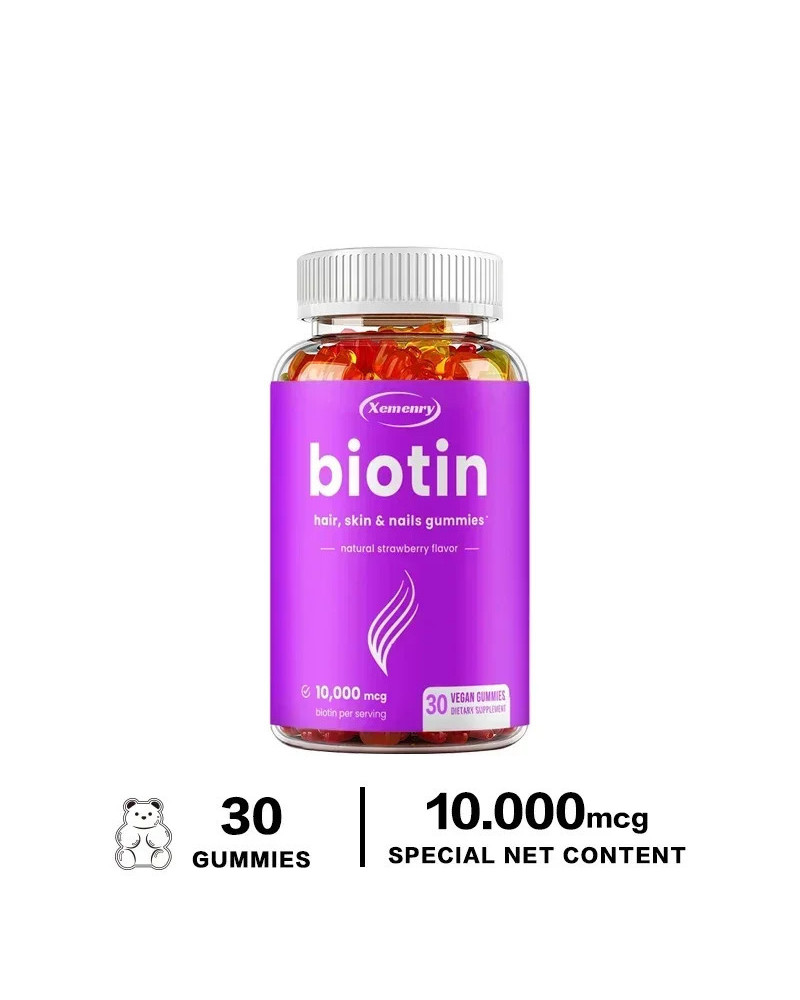 Gomitas de biotina Premium, 10.000 Mg, promueve la salud del cabello, la piel y las uñas