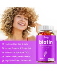 Gomitas de biotina Premium, 10.000 Mg, promueve la salud del cabello, la piel y las uñas