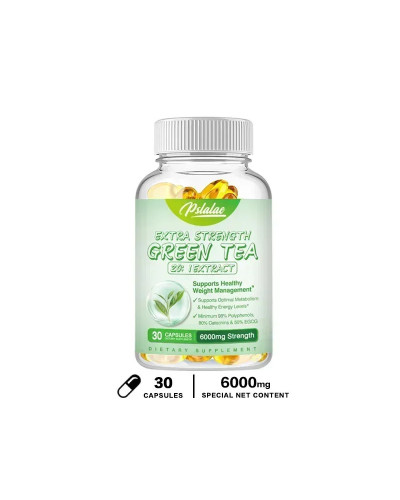 Cápsulas de suplemento de té verde, 6000 mg, potencian el metabolismo y la gestión del peso