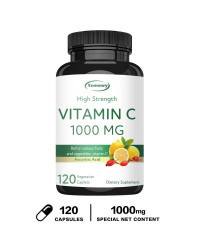 Suplemento alimenticio rico en frutas y verduras, Vitamina C Natural, 1000 mg