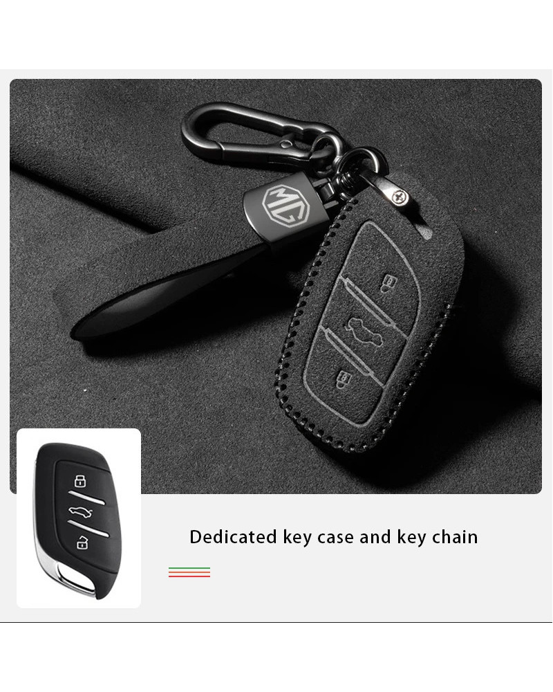 Funda de ante para llave de coche, accesorio deportivo de alta calidad, a la moda, para MG ZS, EV, HS, MG5, MG6, EHS, RX3, ER8, 