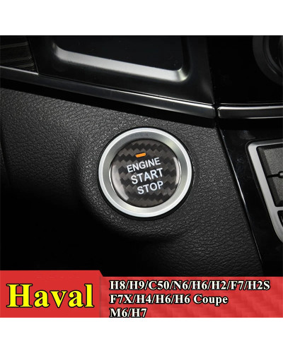 For Haval Car Engine Start Stop Button Cover Real Carbon Fiber Sticker