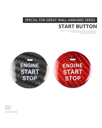 For Haval Car Engine Start Stop Button Cover Real Carbon Fiber Sticker