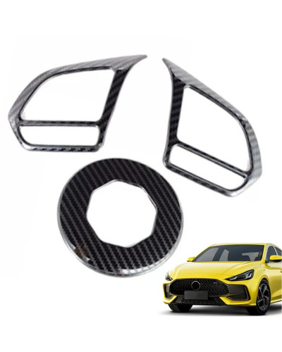 Cubierta de volante de fibra de carbono de Metal para coche, Marco embellecedor de decoración para MG ZS EV HS MG6 MG5 EZS 2018-