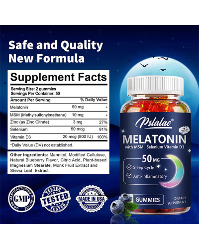 Gomitas de melatonina 50 Mg-Mejora la calidad del sueño y la relajación durante el sueño