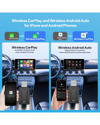 Adaptador de Carplay inalámbrico 2 en 1, Dongle inteligente 2024, 5G, WIFI, para iphone, teléfono Android, Volvo, Benz, Mg, Kia,