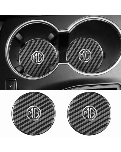 2Pcs Car Carbon Fiber Pattern Coaster Non Slip Water Cup Mat Anti-Dirt