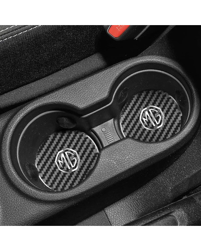 2Pcs Car Carbon Fiber Pattern Coaster Non Slip Water Cup Mat Anti-Dirt