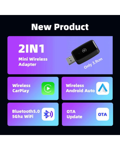 Adaptador inalámbrico para Carplay, Dongle inteligente 2 en 1, Android 2024, 5G, WIFI, para iphone, teléfono Android, Volvo, Ben