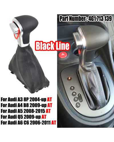 Palanca de cambios automática para coche, cubierta de cuero para Audi A6, C6, A3, 8P, A4, B8, A5, Q5, 2009, 2010, 2011, 2012-201