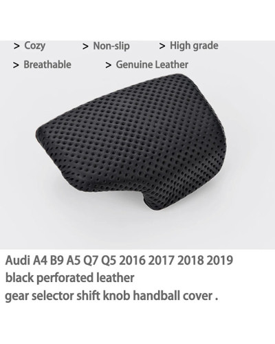 Palanca de mano de cuero perforado para Audi, palanca de cambios con cubierta de bola de mano para modelos A4, B9, A5, Q7, Q5, 2