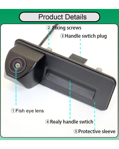 AHD-cámara de visión trasera para coche, accesorio con mango de ojo de pez, 1080P, 170 °, para Skoda Octavia A5, A7, 3, Superb, 