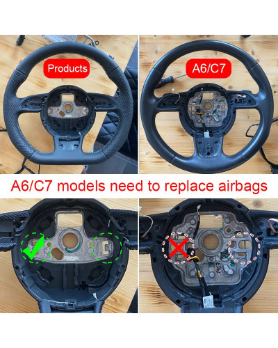 Volante totalmente perforado para Audi A3, A4, A5, Q3, Q5, fondo plano, campaña