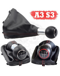 Perilla de palanca de marchas de cuero para coche, cubierta de palanca de cambios para Audi A3, S3, 2001, 2002, 2003, 5 y 6 velo