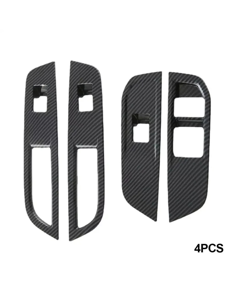 4Pcs Car Window Switch Panel Trims Carbon Fiber Decorative Interior Pa