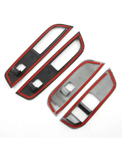 4Pcs Car Window Switch Panel Trims Carbon Fiber Decorative Interior Pa