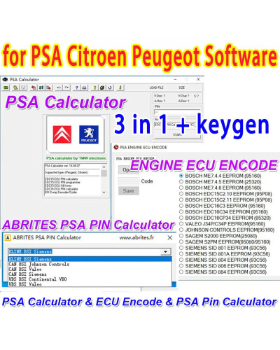 3 in 1 Software for PSA Citroen Peugeot Calculator V16.04.07 Software 